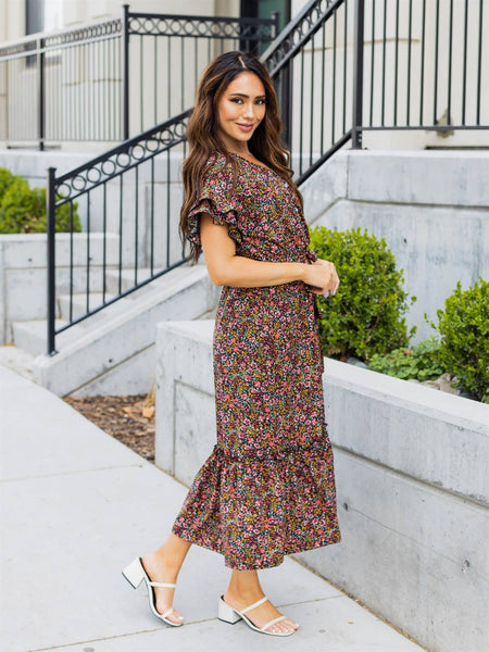 Blue Floral Belted Whitney Dress