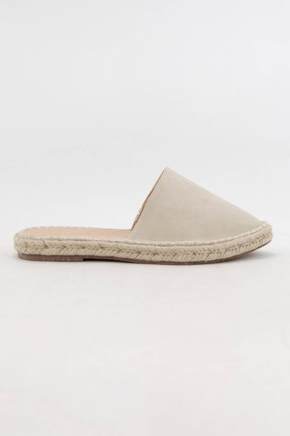 Mule Slide Suede Toe Raffia/Champagne