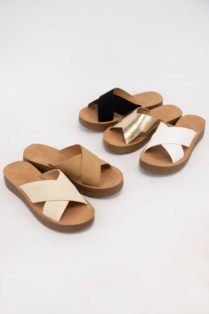 Soda Cross Strap Sandals Brown