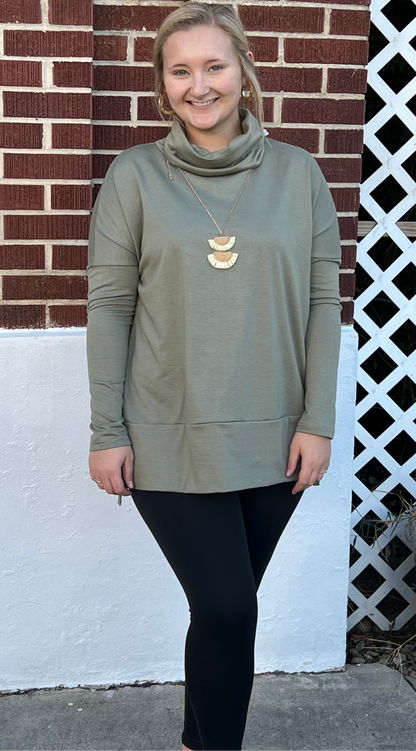 Jungle Green Cowl Neck Tunic*