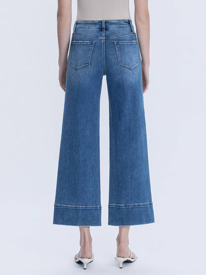 Golden Aura HEM PIN TUCK ANKLE WIDE JEANS