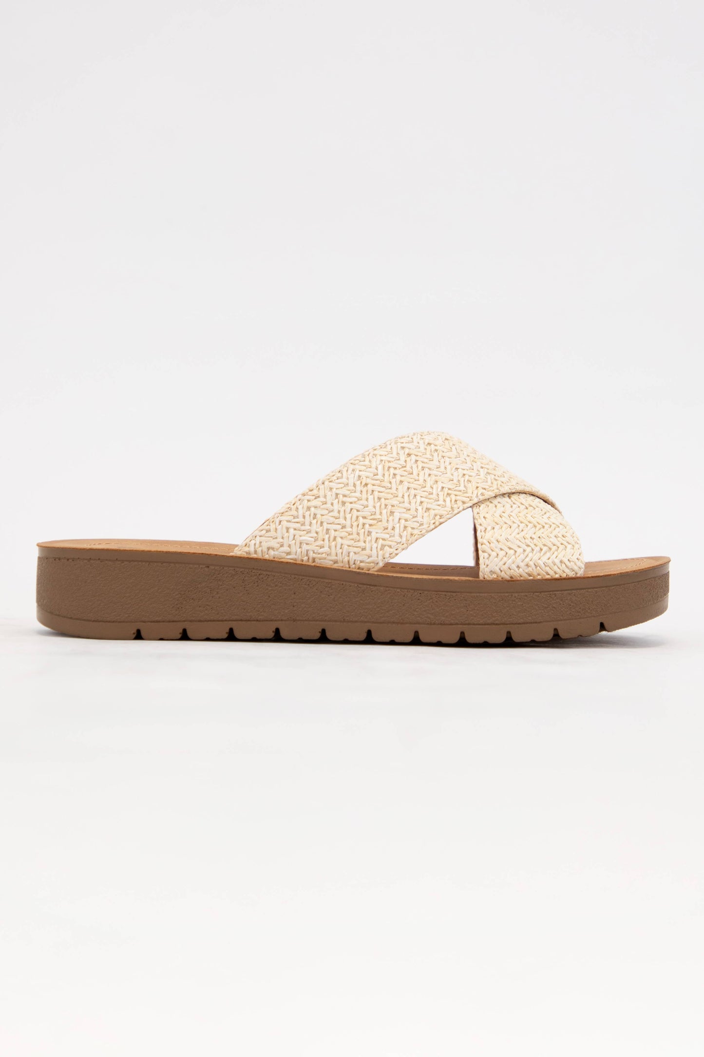 Soda Cross Strap Sandals Brown
