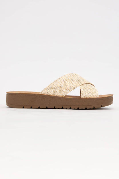 Soda Cross Strap Sandals Brown