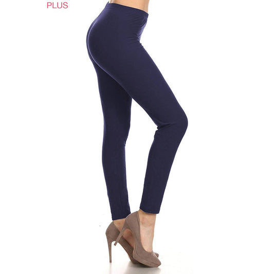 Plus Size Buttery Leggings: Navy