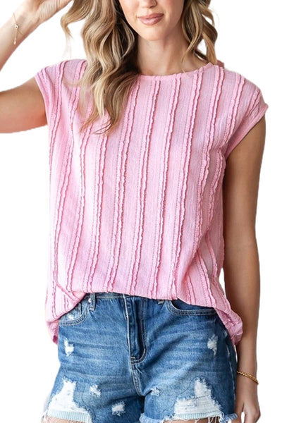 Textured Cap Sleeve Top Sage