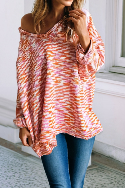 Orange Mix V-neck Sweater