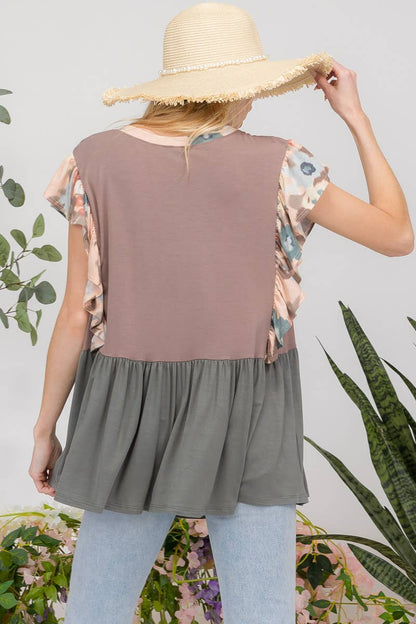 Blocked Floral Top