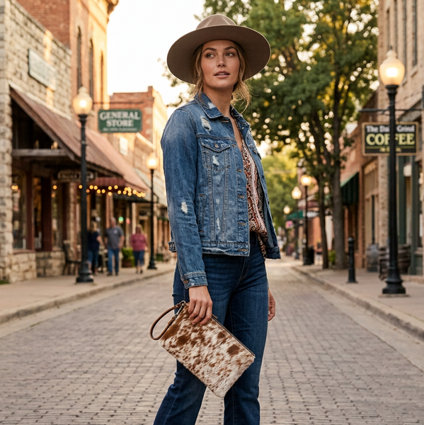 White & Brown Hairon Small Bag