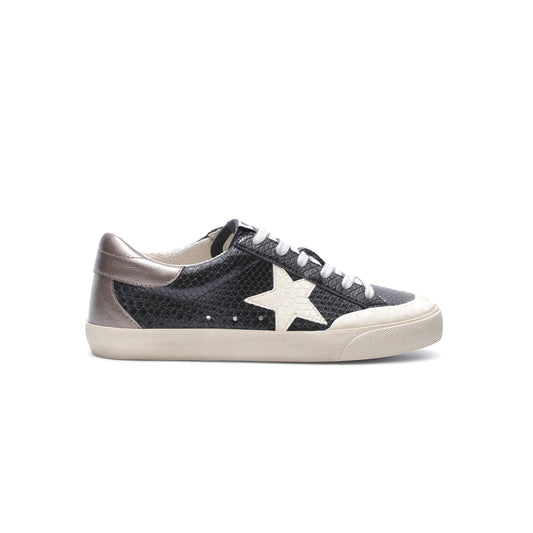 Sadie Black Snakeskin Sneakers