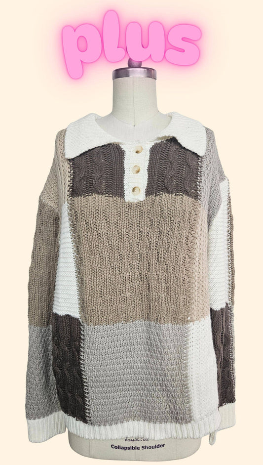 Natural Color Block Sweater