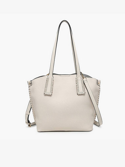 Micah Whipstitch 3-Compartment Tote: Off White