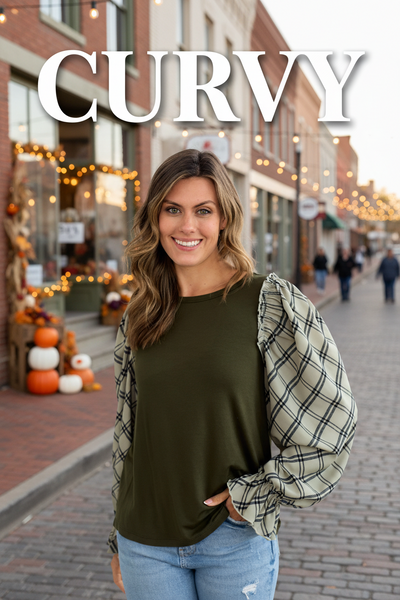 Olive Check Top