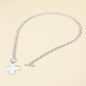 Hammered Metal Cross Pendant Chunky Chain Necklace