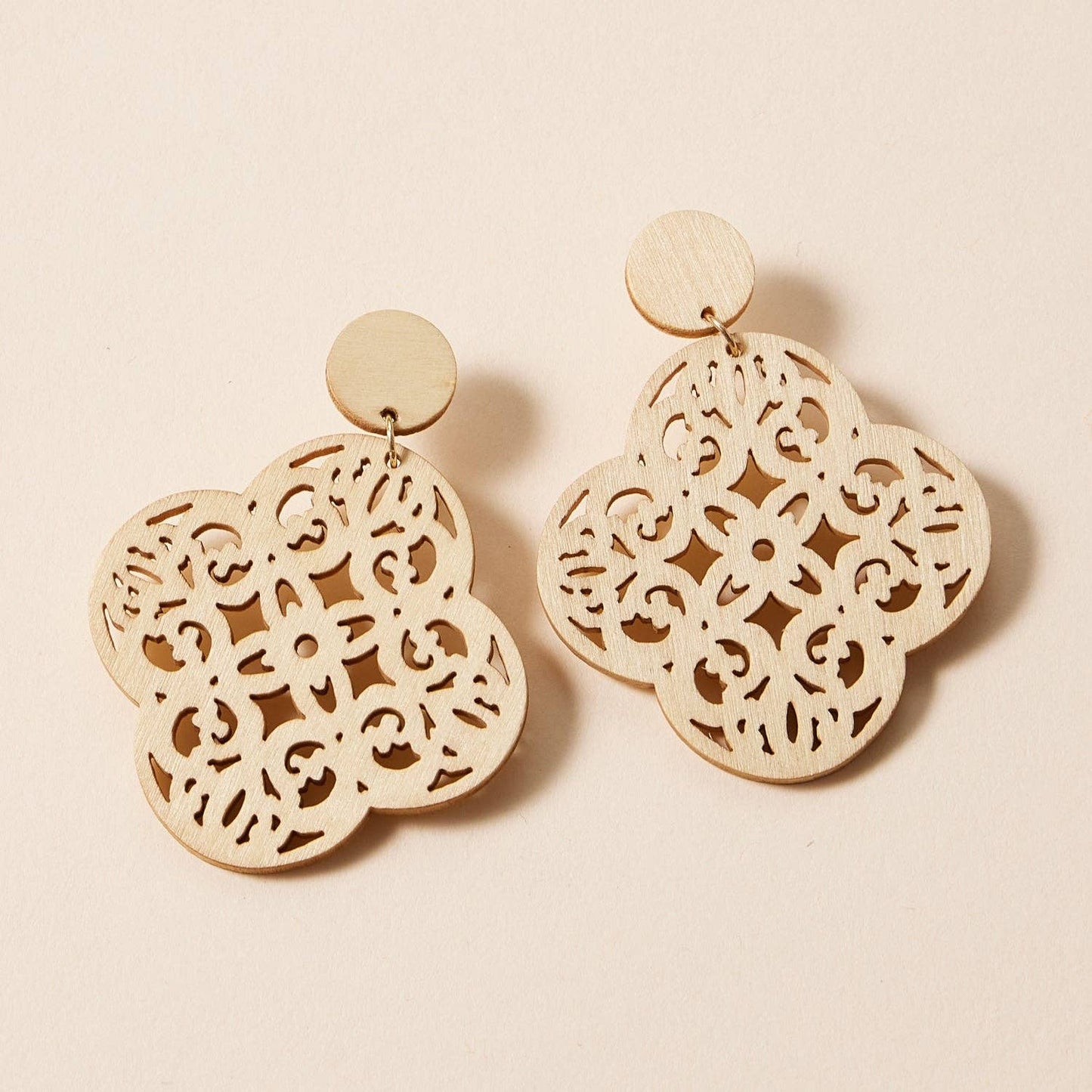 Moroccan Filigree Wooden Earrings