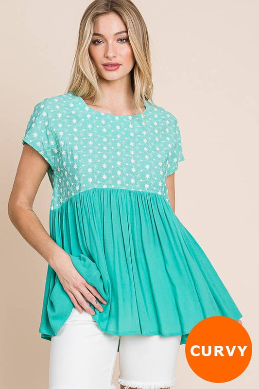 Mint Ditsy Floral Top