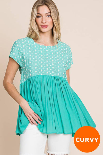 Mint Ditsy Floral Top