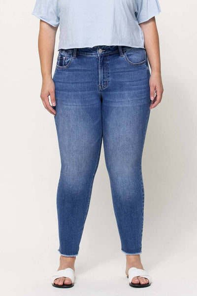 Vervet Mid Rise Raw Hem Crop Skinny Jeans