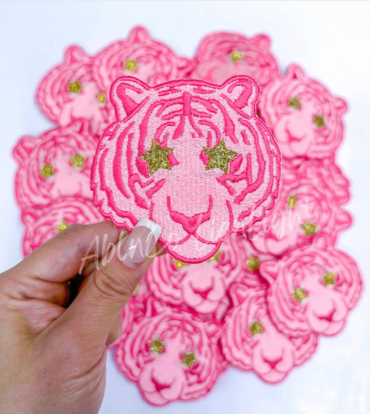 Preppy pink tiger patch