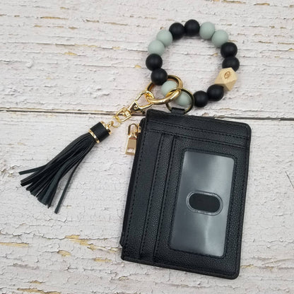 Beaded Leather Keychain Wallet