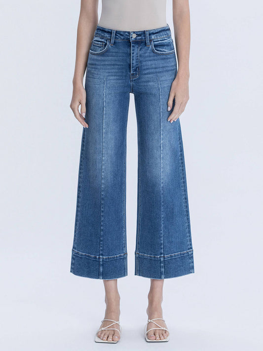 Golden Aura HEM PIN TUCK ANKLE WIDE JEANS