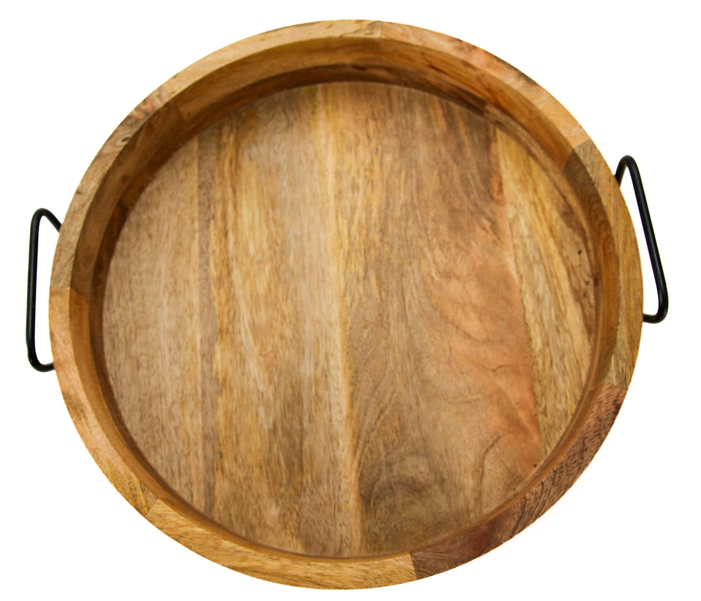 Mango Wood Round Serving Tray Natural & Walnut