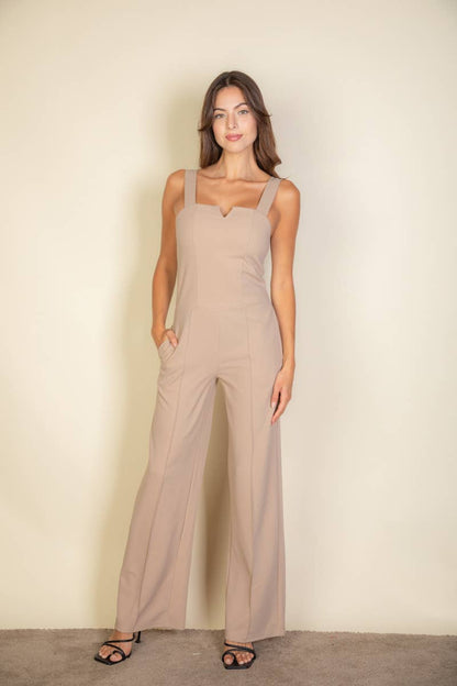 Taupe Notched Jumpsuit
