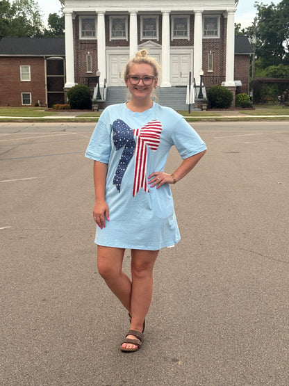 All American Cutie Bow Shirt Mini Dress
