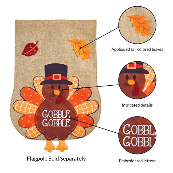 Thanksgiving Turkey Burlap 2-Sided Garden Flag