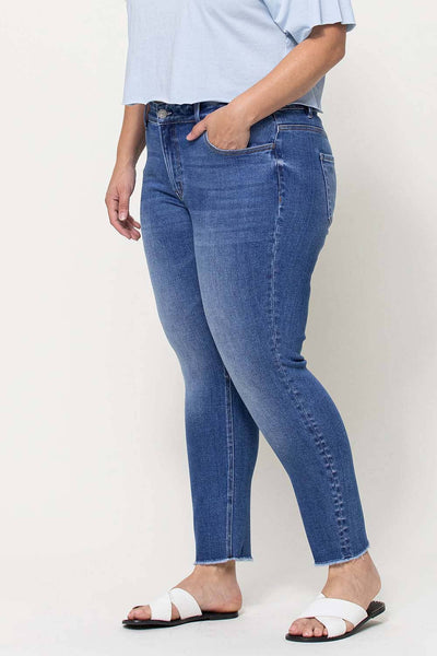 Vervet Mid Rise Raw Hem Crop Skinny Jeans