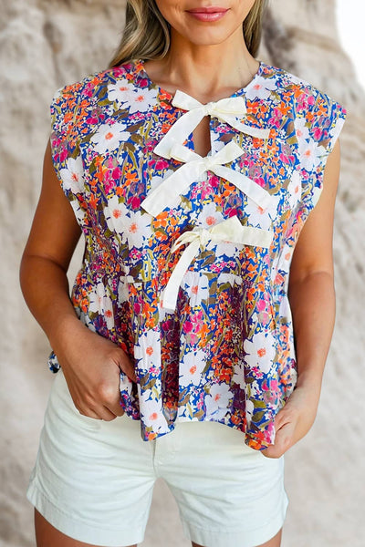 Floral Print Bow Peplum