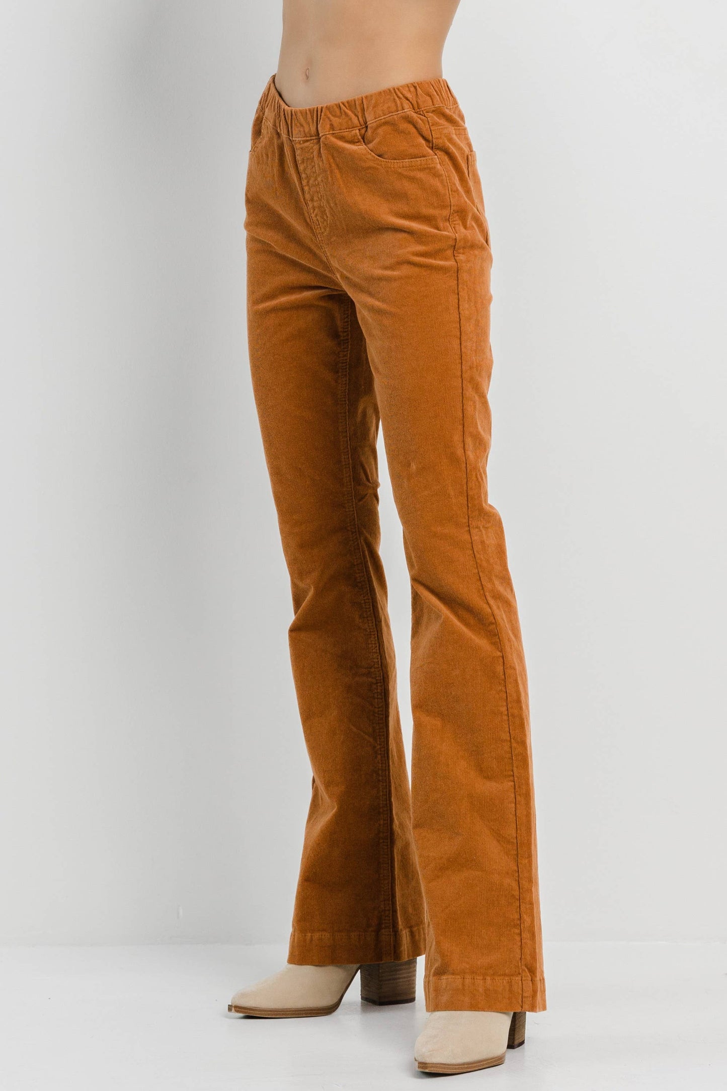 Caramel Corduroy Pull On Flare