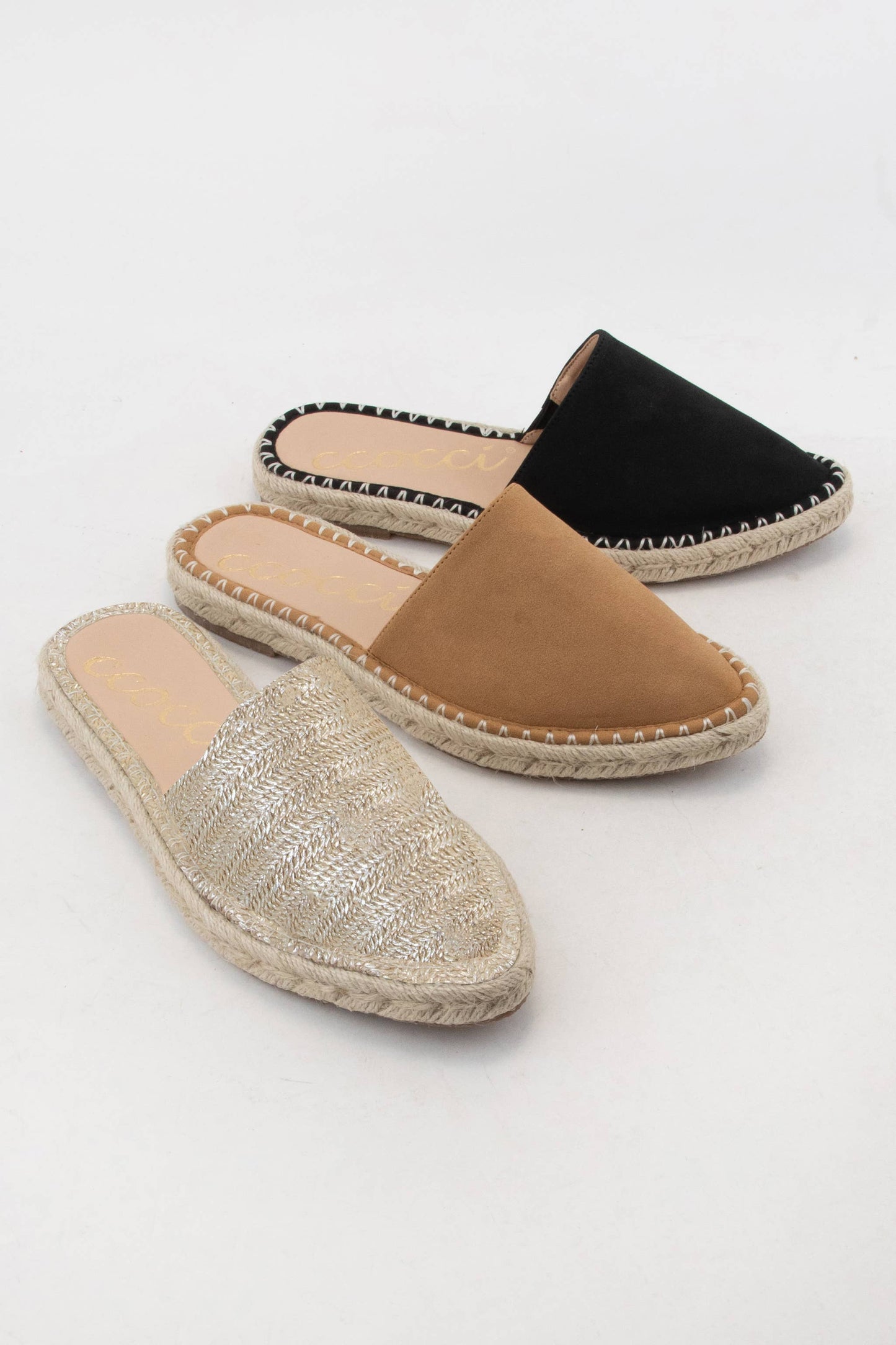 Mule Slide Suede Toe Raffia/Champagne