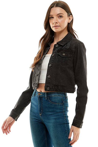 Casual Denim Jacket: BLACK
