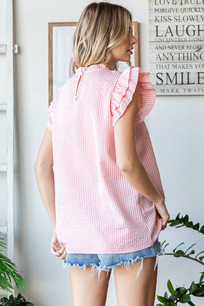 Ruffle Mock Neck Top Peach