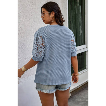 Light Blue Lace Sleeve Top
