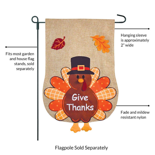 Thanksgiving Turkey Burlap 2-Sided Garden Flag