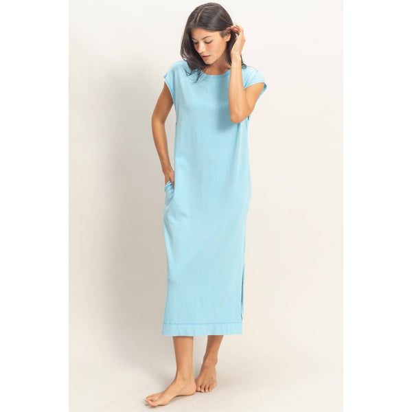 Cap Sleeve Midi Dress Blue