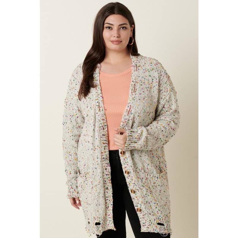 Gray Multi Dot Cardigan