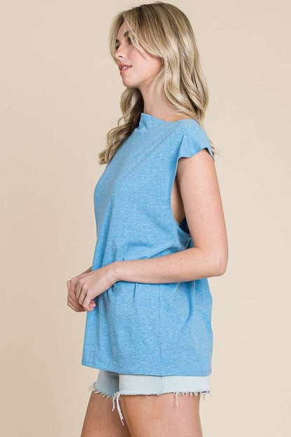 Blue Twist Drape Tank*