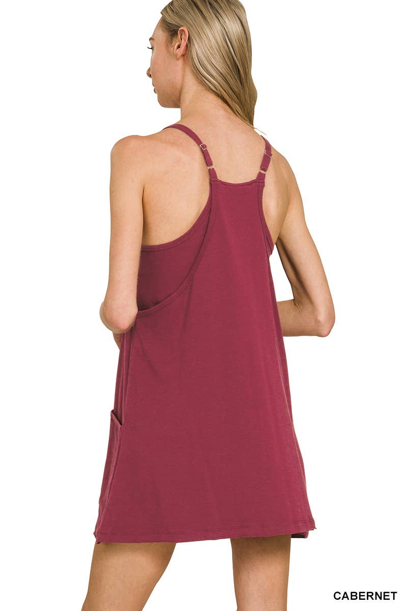 Mini Dress with Built-in Romper Hot Pink