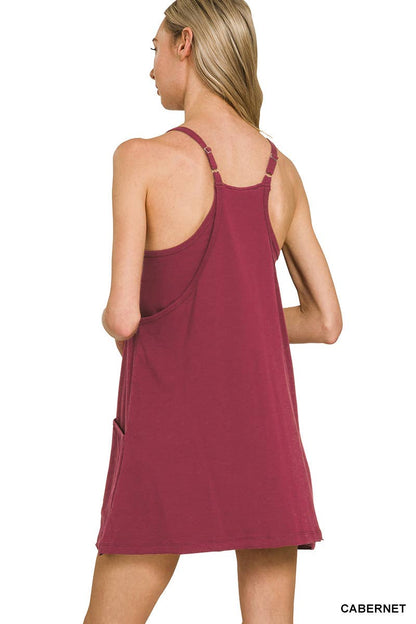 Mini Dress with Built-in Romper Hot Pink