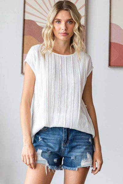 Textured Cap Sleeve Top Sage