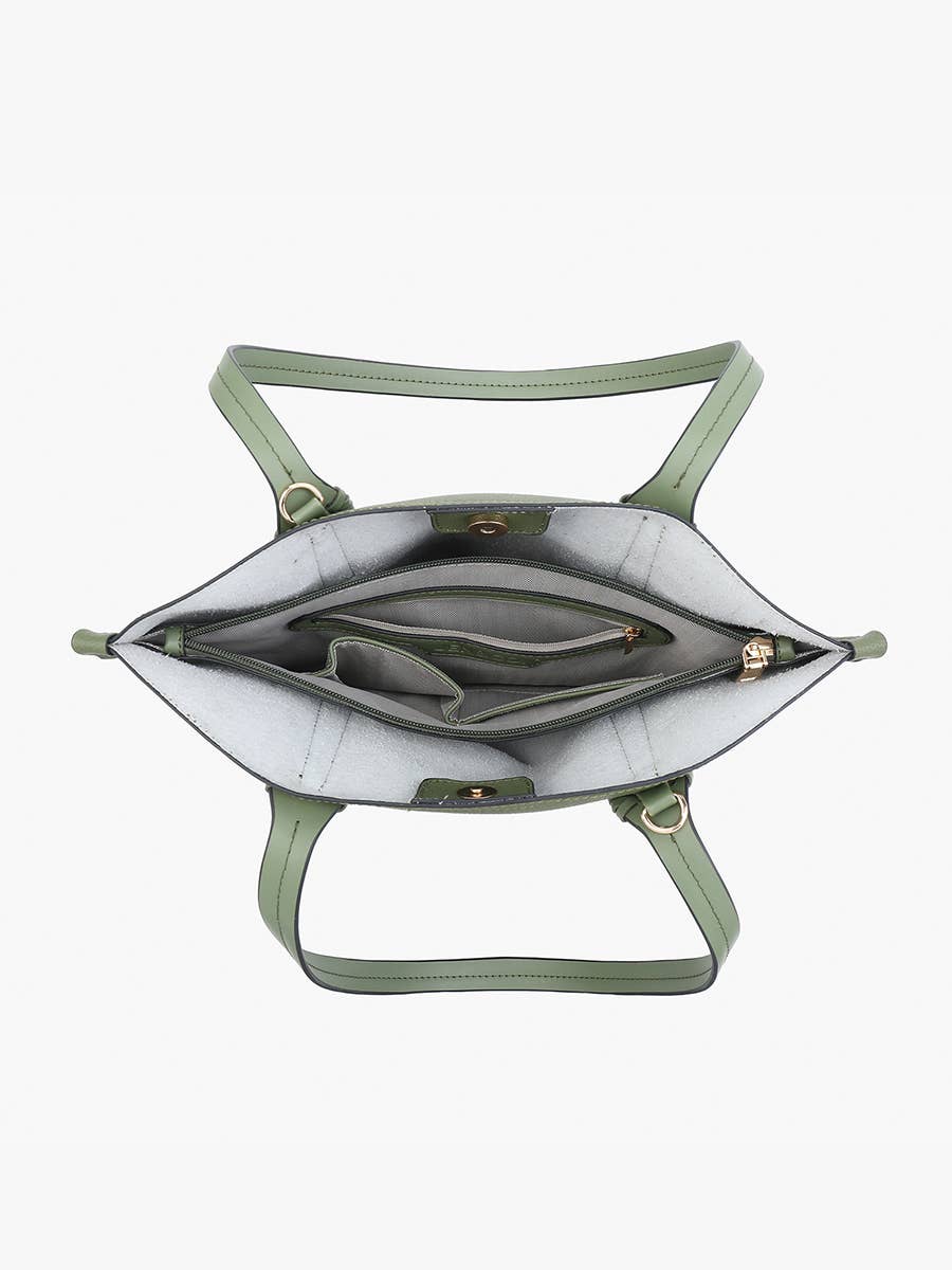 Micah Whipstitch 3-Compartment Tote: Off White