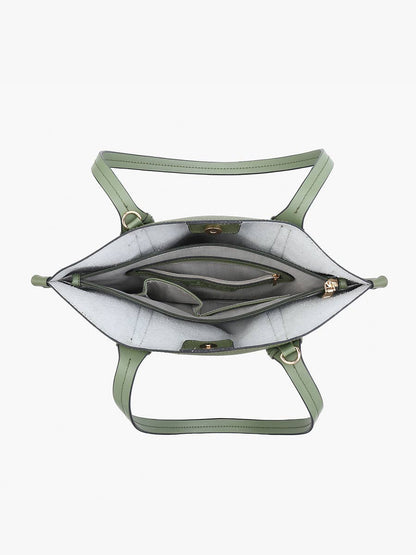 Micah Whipstitch 3-Compartment Tote: Off White