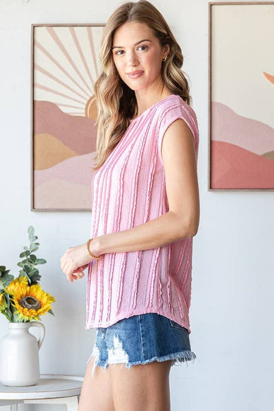 Textured Cap Sleeve Top Sage