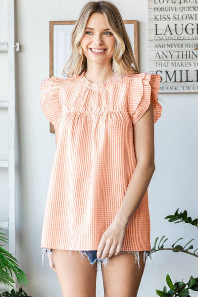 Ruffle Mock Neck Top Peach