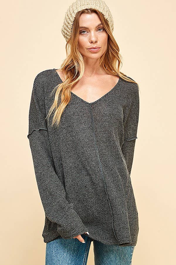 Charcoal Boho Knit Top*