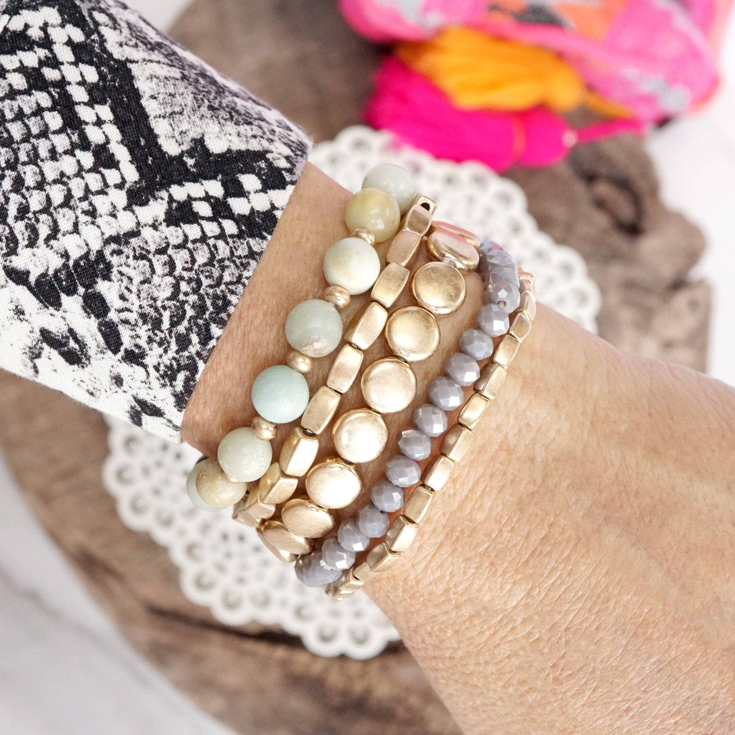 Amazonite Boho Bracelet Stack