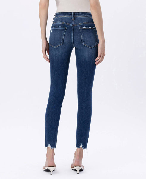 Vervet Mid Rise Distressed Hem Skinny Jeans