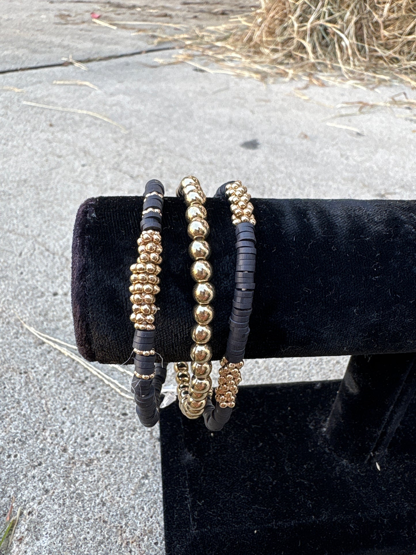 Black and Gold Bracelet Stack